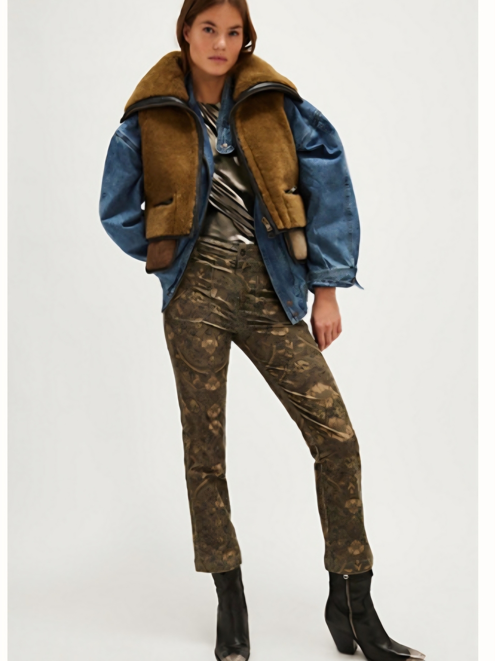 High Time Printed Kick Flare Crop Pants